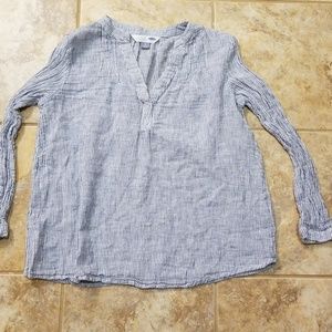 Navy and white pin stripe